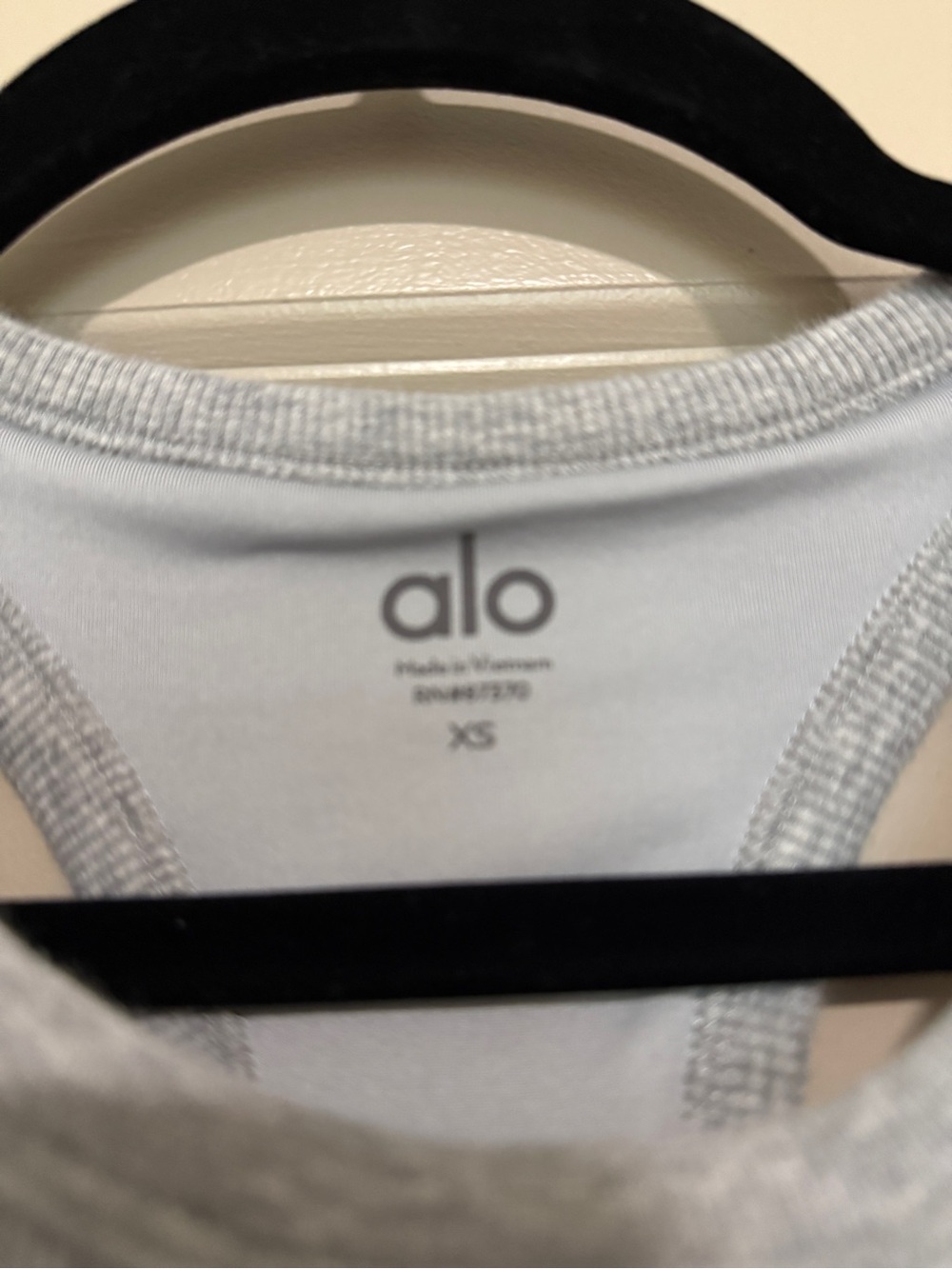 ALO Yoga Light Gray Ribbed Racerback Tank - Picture 2 of 2